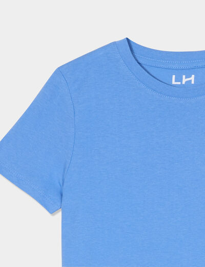 T-shirt en coton manches courtes bleu lavande gar&ccedil;on