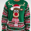 Pull de No&euml;l avec pompon vert homme