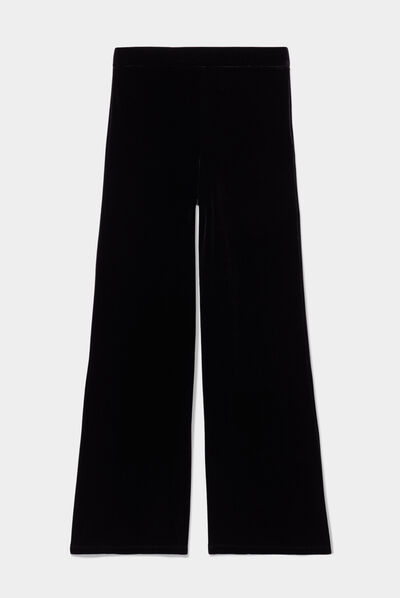 Pantalon velours large noir femme