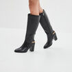 Bottes hautes avec chaînes à talons noir femme