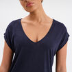 T-shirt manches courtes lin mélangé bleu foncé femme