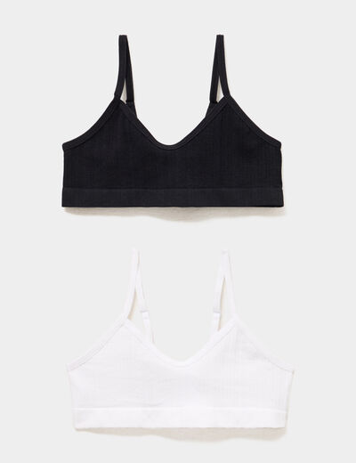 Lot 2 brassi&egrave;res sans armature blanc fille