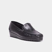 Mocassins en cuir compensés pied large noir femme