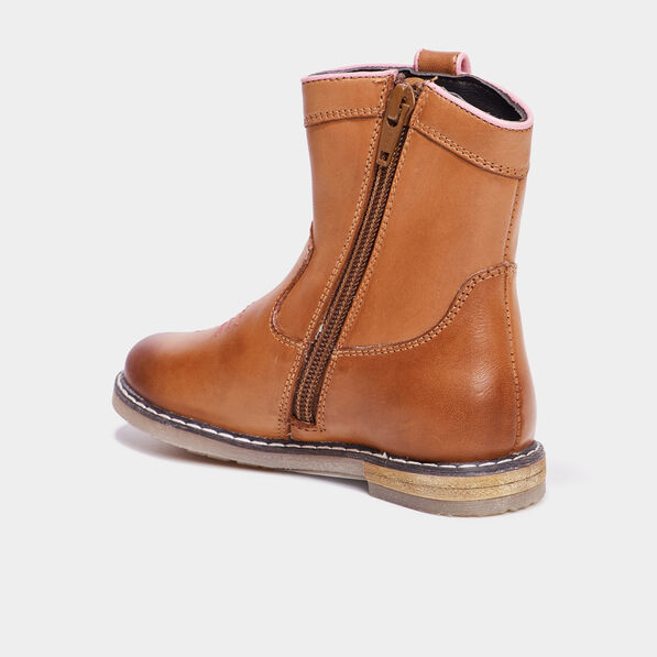 Bottines en cuir esprit western camel fille