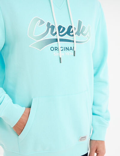 Sweat hoodie en molleton bleu turquoise homme