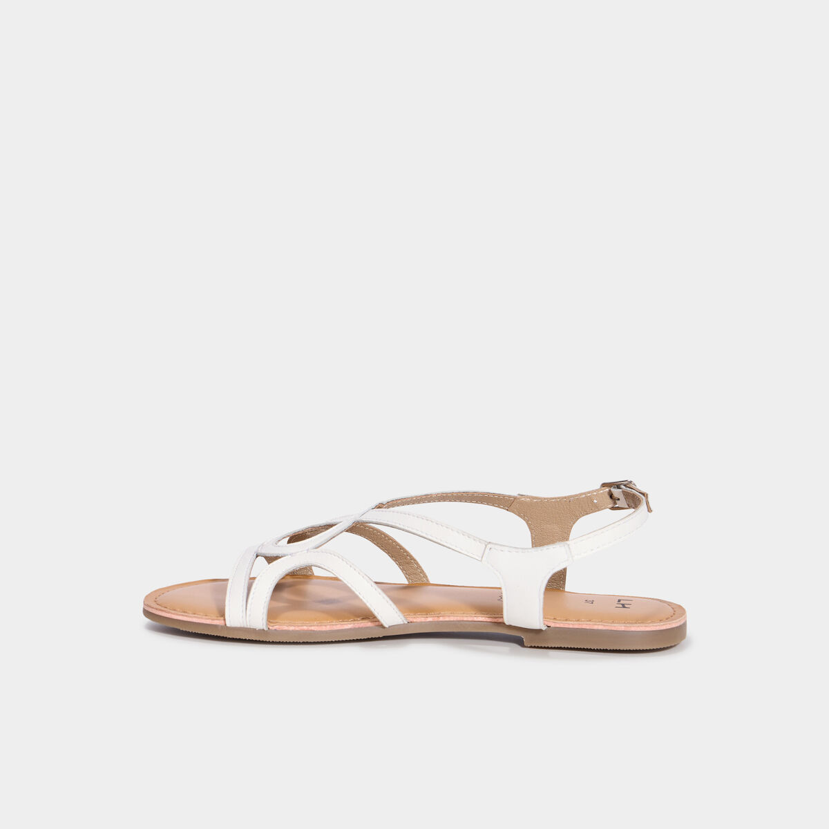 Sandales plates en cuir blanc femme