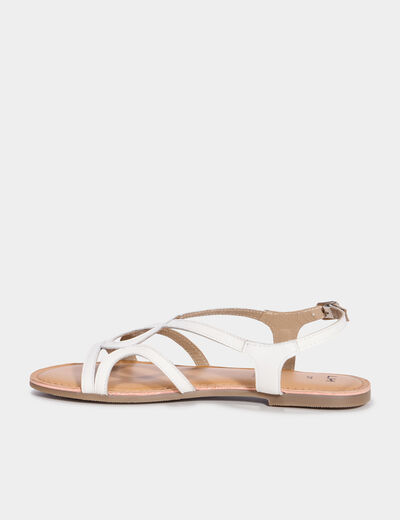 Sandales plates en cuir blanc femme