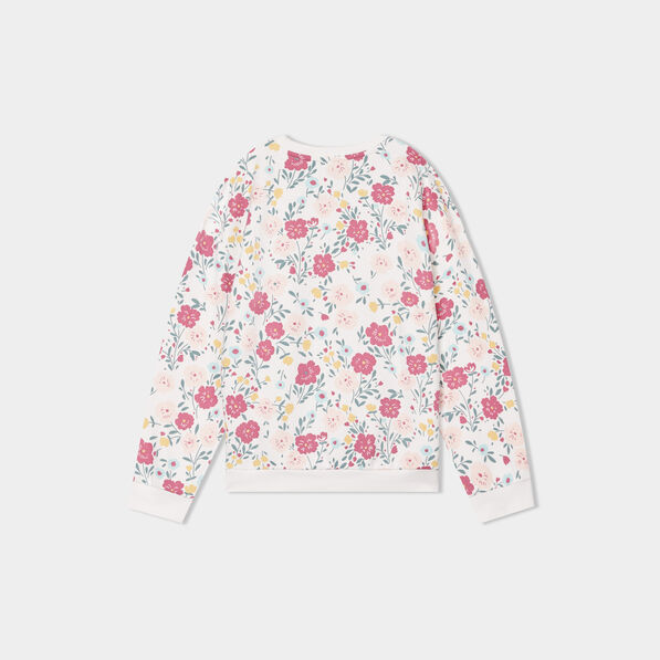 Sweat col rond manches longues ecru fille