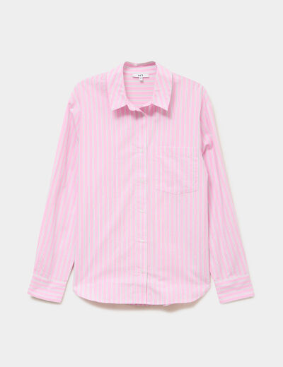 Chemise oversize 1 poche coton ecru femme