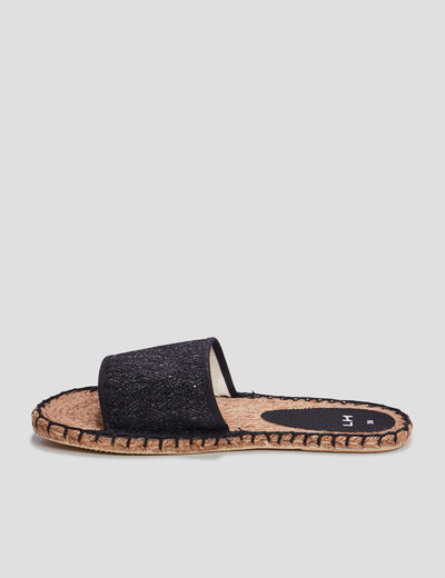 Mules détails cordes noir femme
