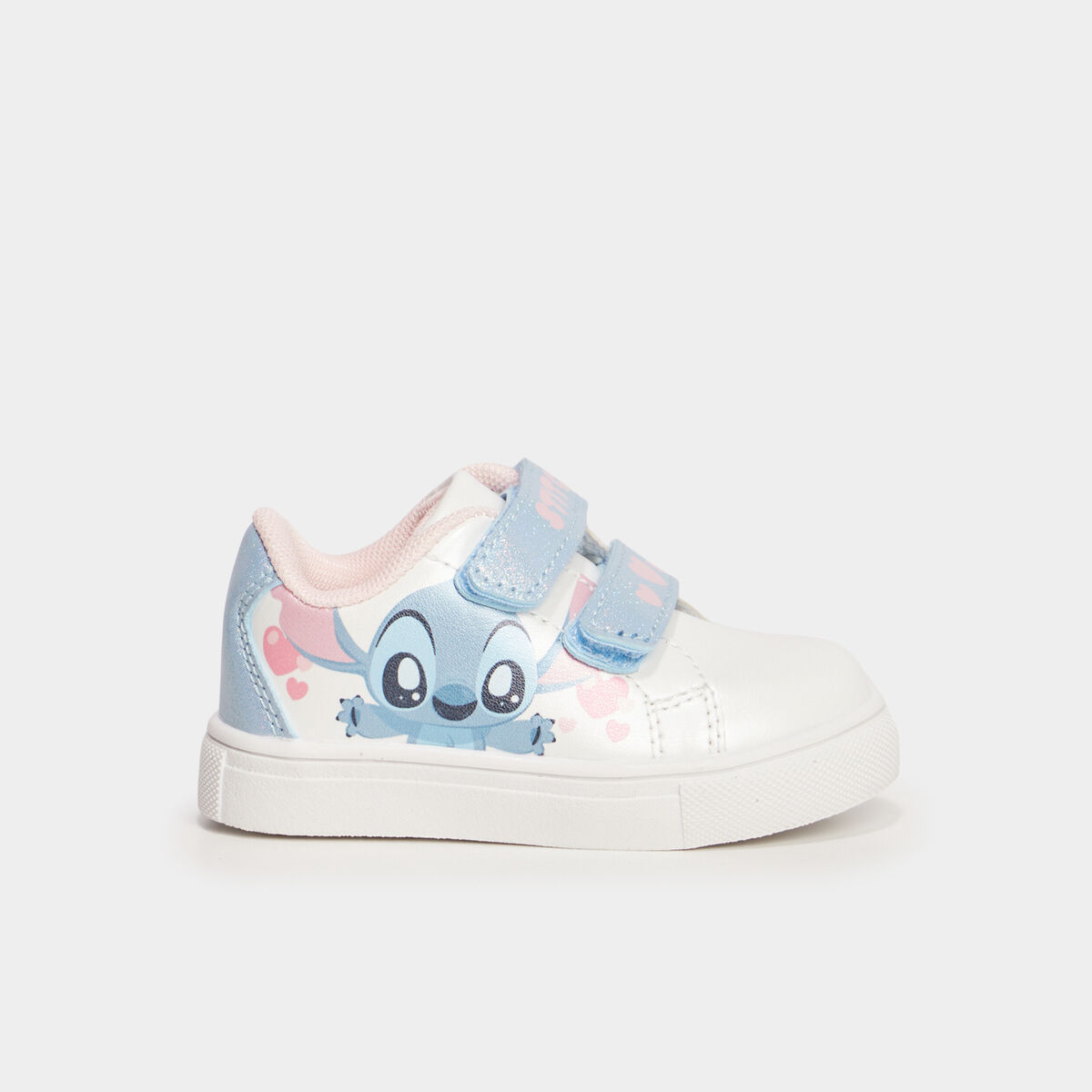 Tennis basses &agrave; scratchs Stitch blanc b&eacute;b&eacute; fille