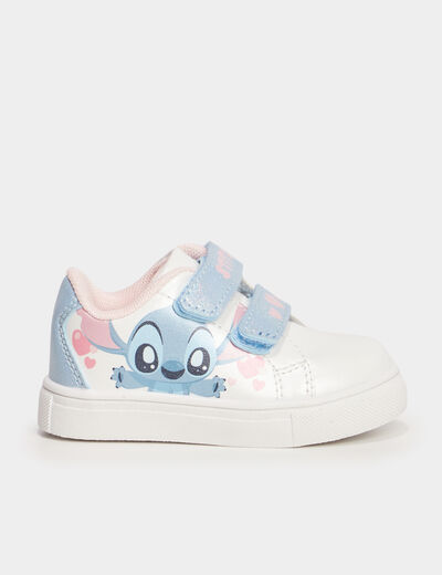 Tennis basses à scratchs Stitch blanc bébé fille