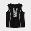 Blouse sans manches col tunisien coton noir femme