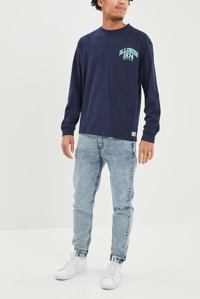 T-shirt manches longues bleu marine homme