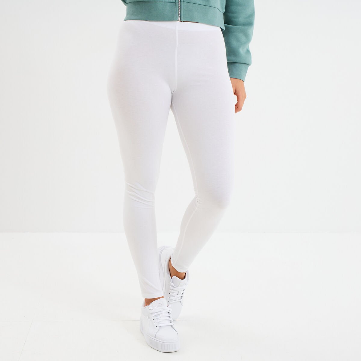 Legging long taille haute blanc femme