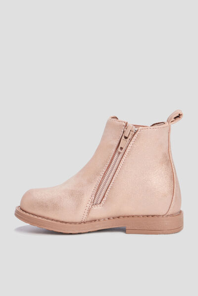 Bottines chelsea zippées rose bébé fille