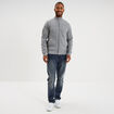 Gilet &agrave; torsades et col montant gris clair homme