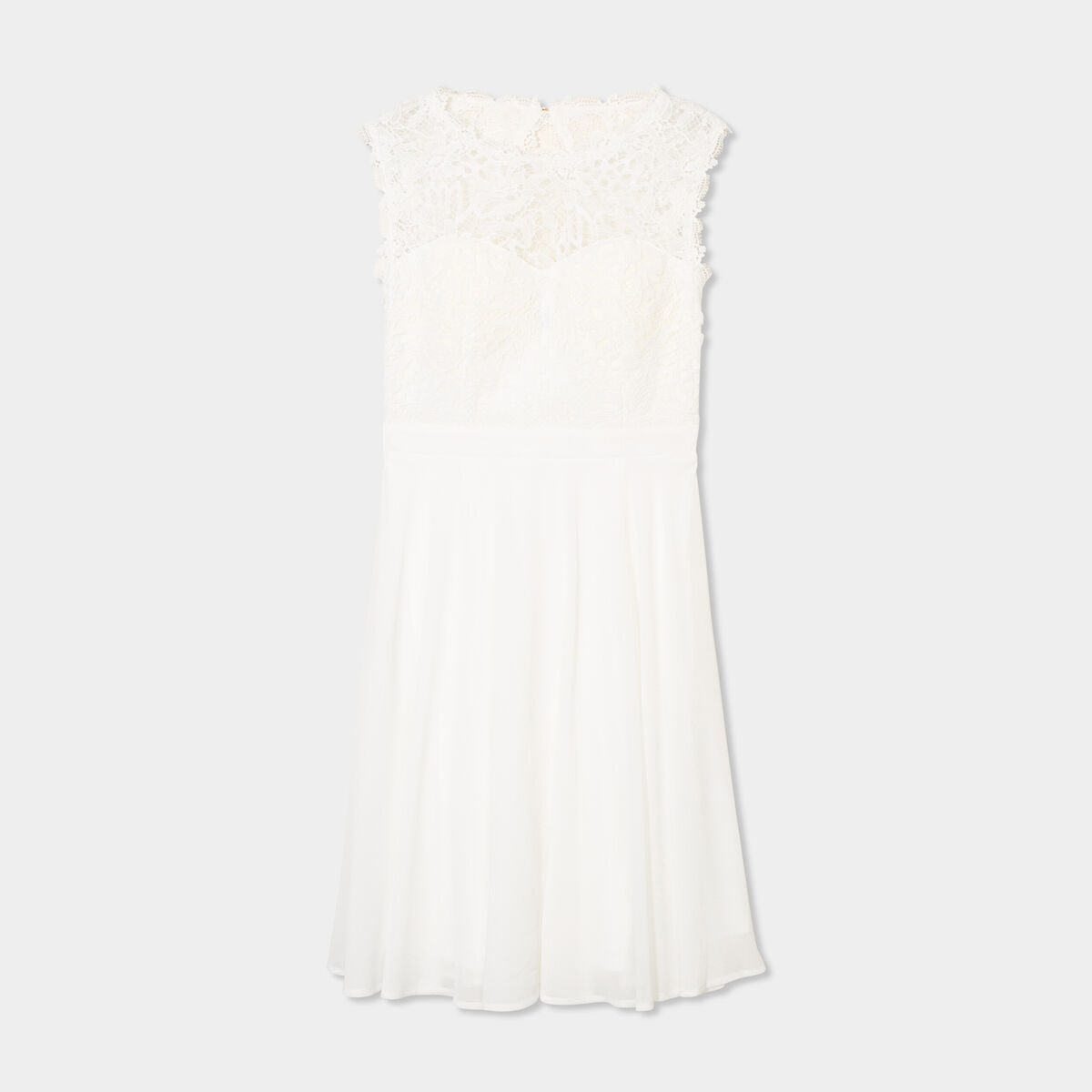 Robe courte buste dentelle sans manches blanc femme