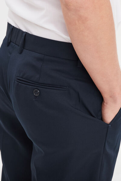 Pantalon droit avec pinces bleu marine homme