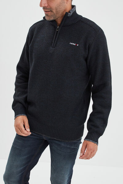 Pull camionneur zippé droit Creeks bleu foncé homme