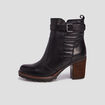 Bottines à talons en cuir boucle noir femme