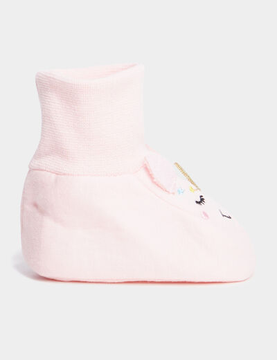 Chaussettes d'intérieur rose bébé fille