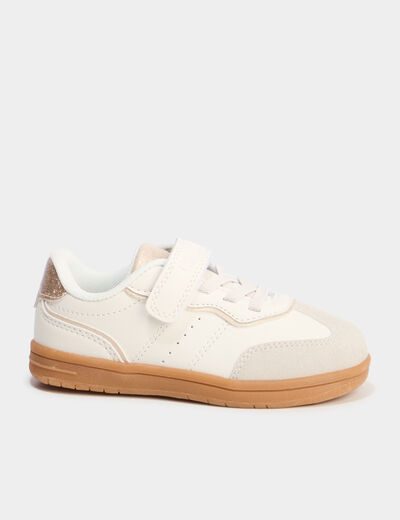 Tennis basses à scratchs blanc fille