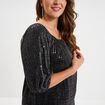 Robe &agrave; strass et manches 3/4 noir femme grande taille