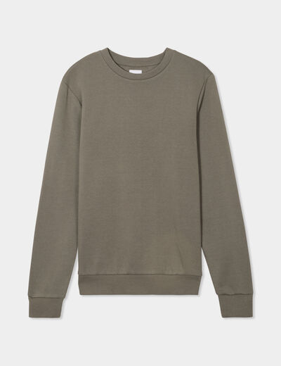 Sweat avec col rond vert kaki homme