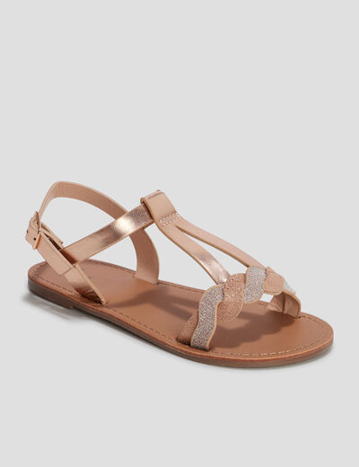 Sandales plates jaune or fille