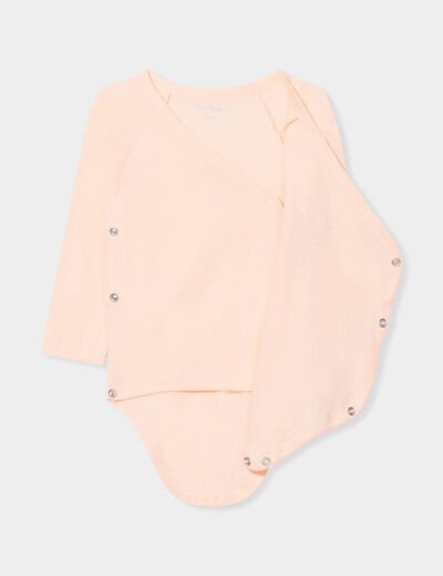 Lot 3 bodies coton manches longues rose corail bébé fille