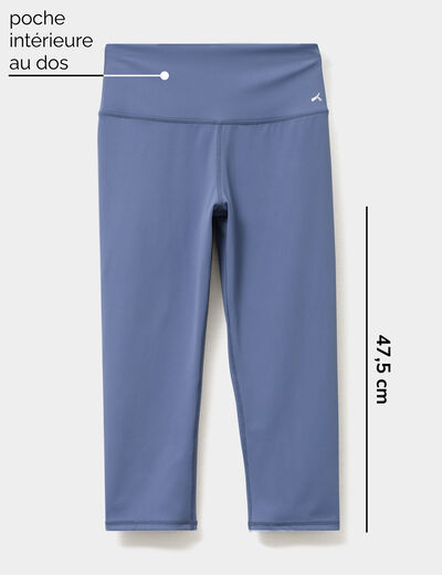 Legging corsaire de sport stretch bleu fonc&eacute; femme