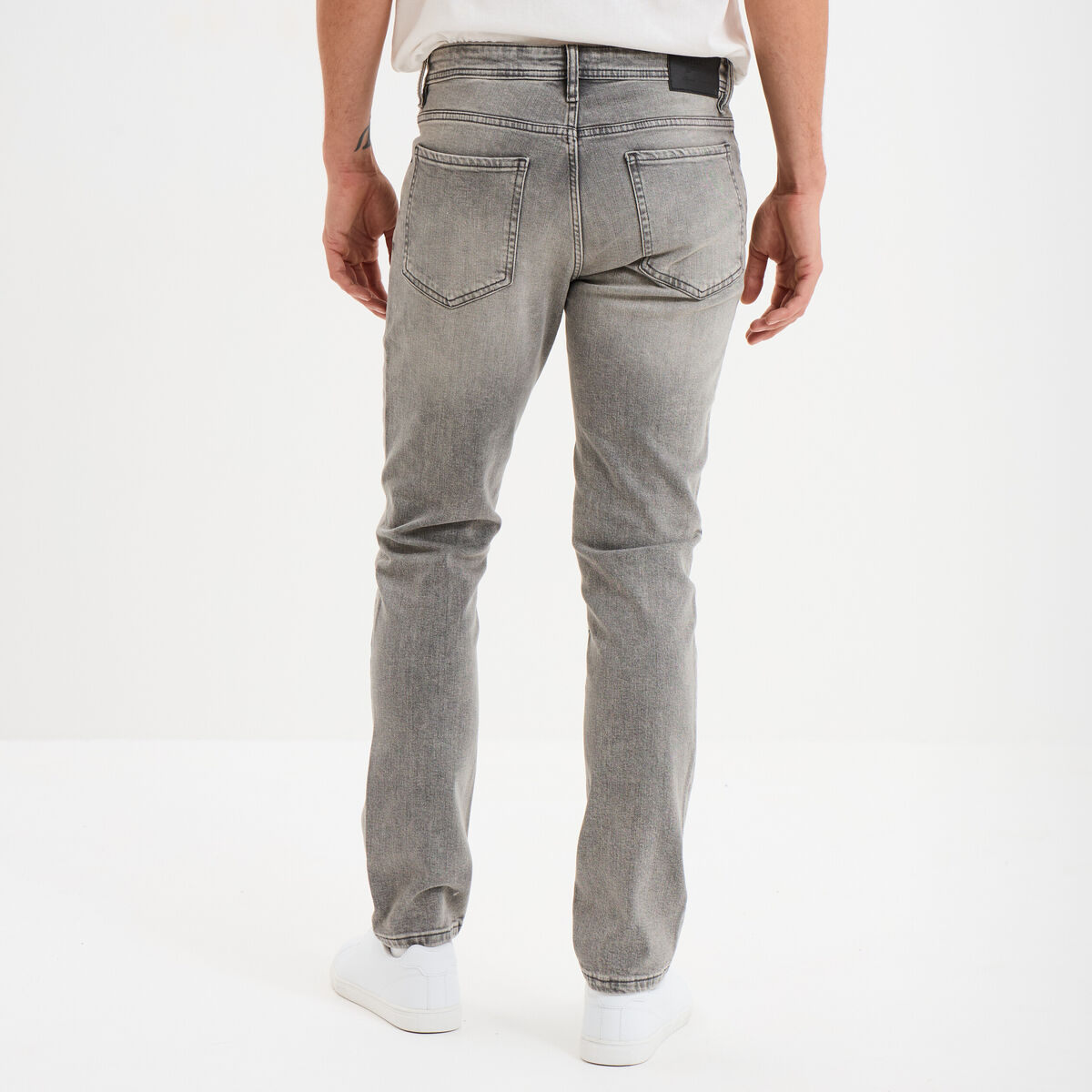 Jeans denim straight 5 poches Creeks denim gris homme