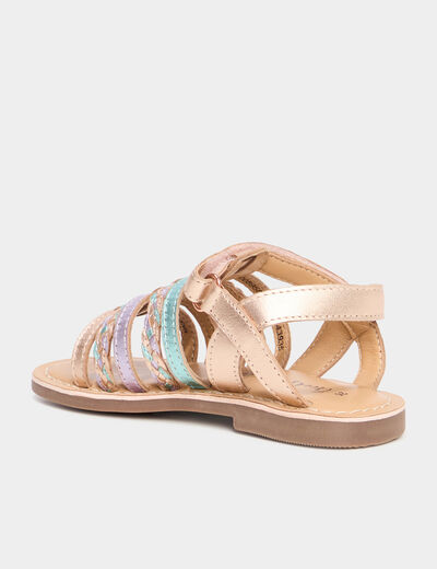 Sandales brides tressées en cuir multicolore fille