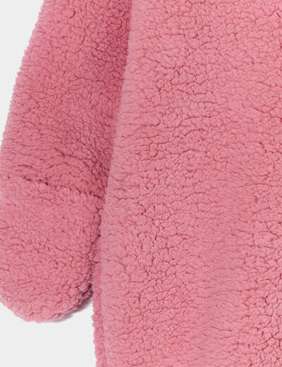Combinaison pilote fausse laine mouton vieux rose bébé fille