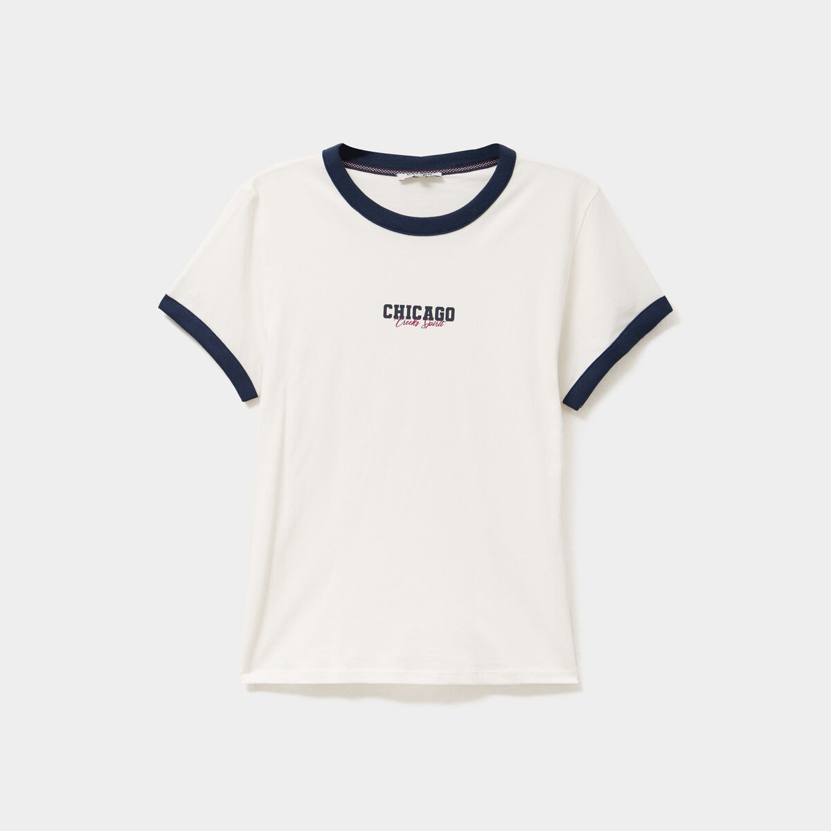 T-shirt col rond manches courtes coton blanc femme
