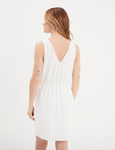 Robe portefeuille plis taille blanc femme