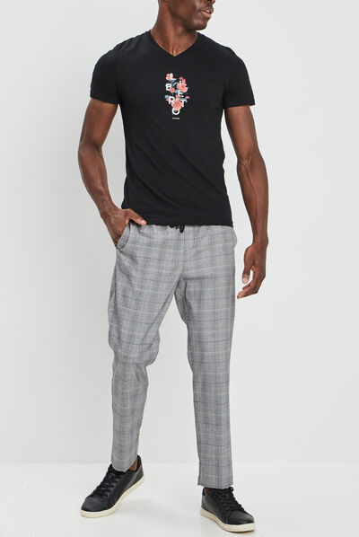 Pantalon droit à coulisse gris clair homme