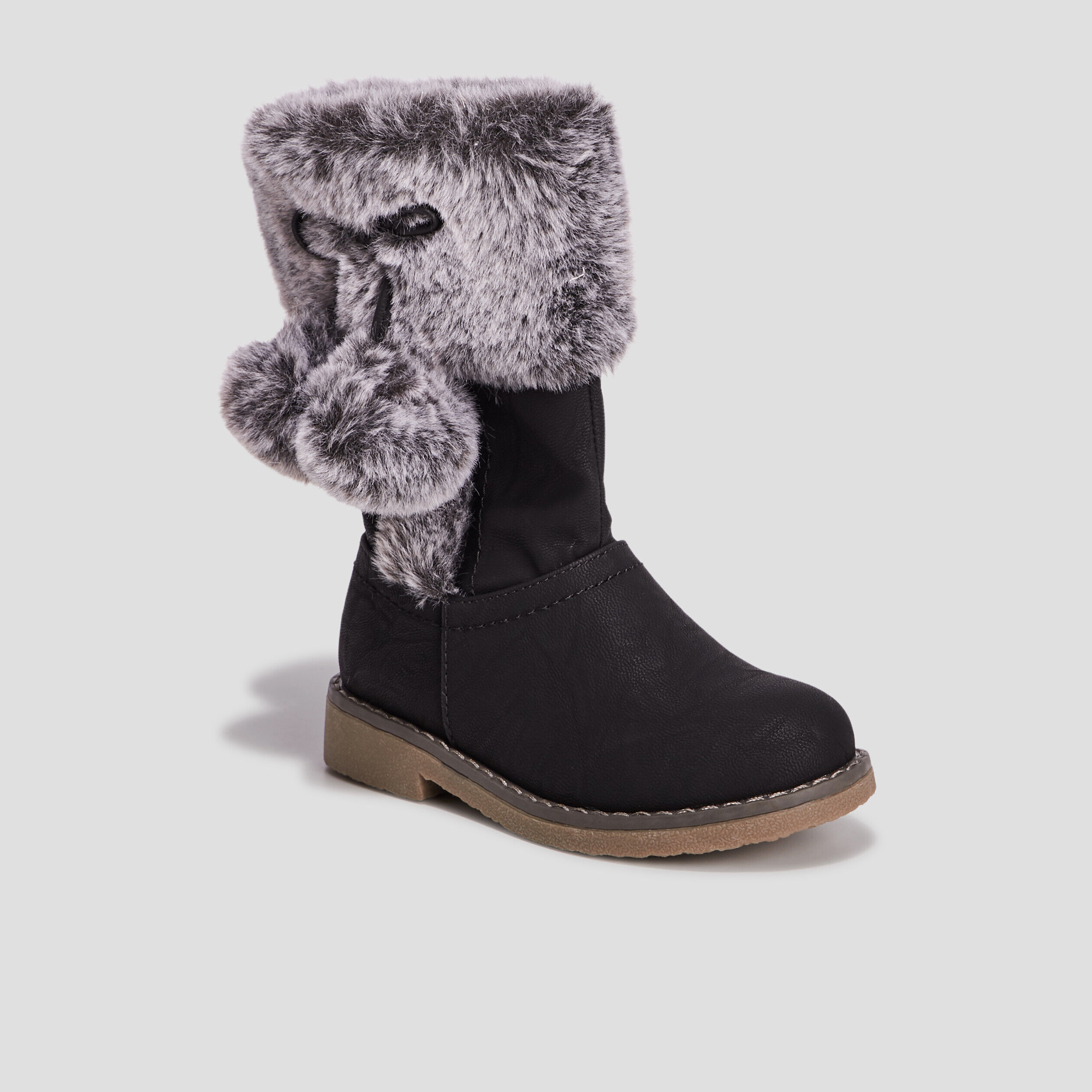 Bottes avec pompons noir fille LH