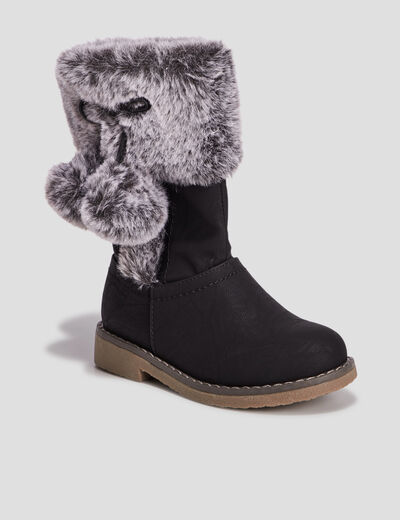 Bottes avec pompons noir fille