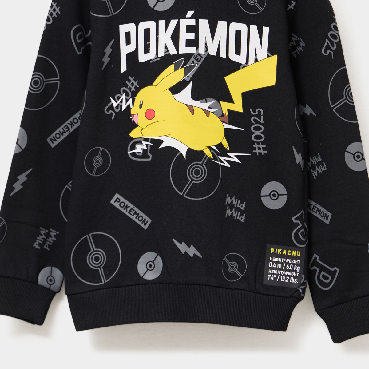 Sweat hoodie Pokémon Pikachu noir garçon