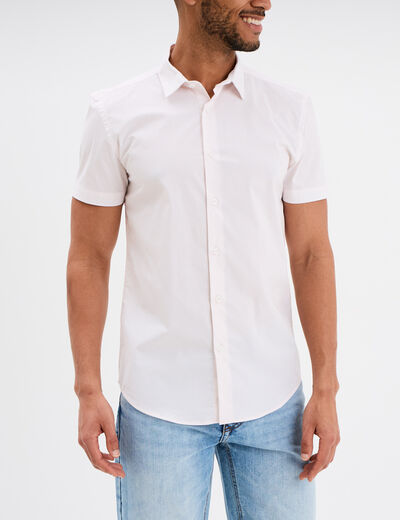Chemise manches courtes coton rose pastel homme