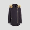 Manteau ample à capuche bleu marine femme