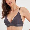 Soutien-gorge triangle côtelé gris foncé femme