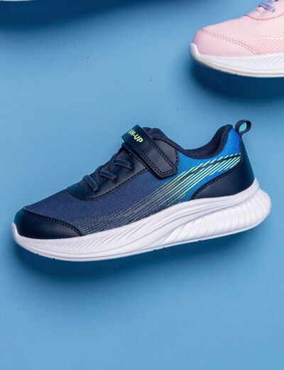 Baskets running à scratchs bleu garçon
