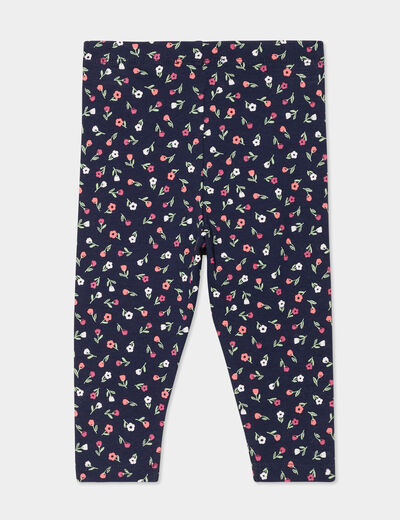 Legging taille élastiquée coton bleu marine bébé fille