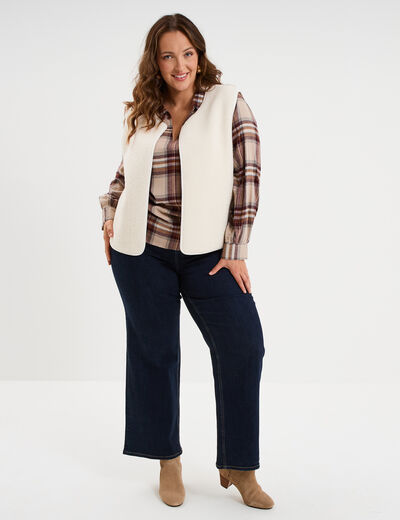 Blouse droite manches longues beige femme grande taille