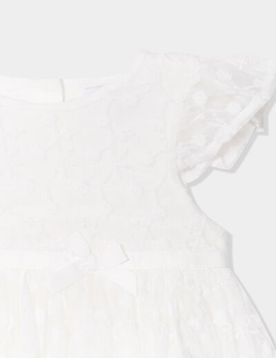 Robe cérémonie en dentelle blanc bébé fille
