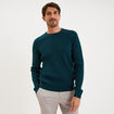Pull en maille textur&eacute;e col rond bleu canard homme