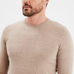 Pull droit col rond coton m&eacute;lang&eacute; beige homme